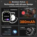 Military Smart Watches for Men(Answer/Make Call), 1.9" Outdoor Sports Fitness Tracker with Heart Rate/Blood Pressure/Sleep Monitor,100M Waterproof Rugged Smart Watch for Android Phones&iPhone(2 Bands)