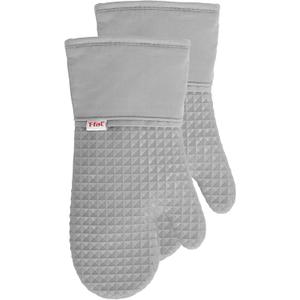 T-fal Waffle Silicone Oven Mitt Set, Softflex, Non-Slip Grip, Heat Resistant, 13 x 7-inches, 2 Pack, Gray