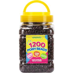 Glitter Pony Beads Bulk for Bracelet 1100+ pcs Brown Beads for Hair Jewelry Making Braiding DIY Crafts Kandi Key Chains and Ornaments Decorations, Boxed (Small)