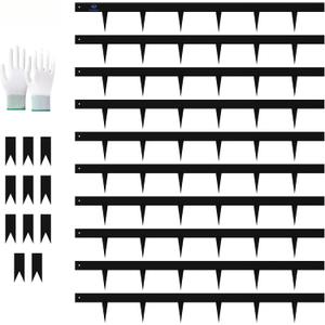 33ft. Metal Landscape Edging 4.5 inch (1.5" Above Ground, 3" Below Ground), 10 Pack Galvanized Steel Landscape Lawn Edging for Lawn Yard, Bendable Hammer-in Metal Lawn Edging with 11 Stakes and Gloves