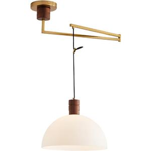 Adjustable Pendant Light Fixture, Industrial Swing Arm Hanging Light with Glass Shade, Dome Ceiling Pendant Light for Dining Room Living Room in Gold Adjustable Pendant Light Fixture, Industrial Swing Arm Hanging Light with Glass Shade, Dome Ceiling Pendant Light for Dining Room Living Room in Gold