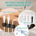 3 x Magnetic Hook Set, 6-Pack Heavy Duty 8lbs Magnetic Hooks with Cable Clips & Silicone Base for Fridge, Cabinet, Office Desk, Garage, Kitchen & Car