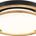 Dimmable LED Wood Ceiling Light, Black, 5CCT, 15.74 Inch