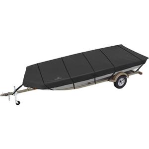 Explore Land Marine Grade 900D Trailerable Jon Boat Cover Fade Resistant and Waterproof Fabric - Fits Jon Boat 18' Long Beam Width up to 78", Black