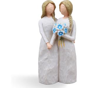 Best Friend Birthday Gifts for Women Friendship, Sister Birthday Gifts, Bestie Friendship, Hand-Painted Resin Figurine (Blue)