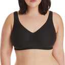 Hanes Women's Wireless Bra, Smooth Comfort Full-Coverage T-Shirt Bra for Women, Single Or 2-Pack (Black, M)