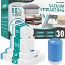Vacuum Storage Bags with Electric Pump, 30 Pack (3 Jumbo/3 Large/12 Medium/12 Small) Vacuum Seal Space Saver Bags for Clothing, Pillows, Blanket, Bedding, Comforters (30 Combo-E)
