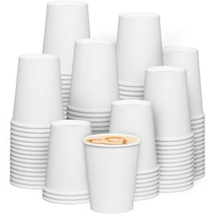 GUSTO 8 oz White Paper Cups [300 Count] Disposable Coffee Cups for Hot & Cold Beverages, Sturdy Paper Drinkware for Home, Office & Events (Formerly Comfy Package)