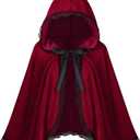 GRAJTCIN Little Red Riding Hood Cape Halloween Christmas Fancy Red Cloak with Hood