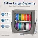 3D Printer Filament Storage Box, 2-Tier Spool Organizer for 12-16 Rolls