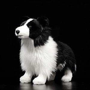 Simulation Border Collie Plush Toy - Realistic Standing Border Collie Puppy Dog Stuffed Animal Cute Dog Pet Toy, Gift Toys for Kids Birthday Christmas Halloween, Home Decor