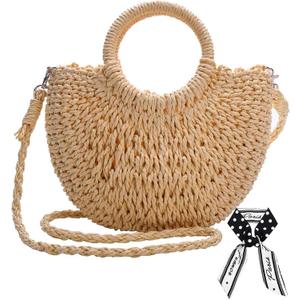 Dailyacc Straw Shoulder Bag For Women Woven Purse Beach Envelope Clutch Straws Wallet (Tote-brown)