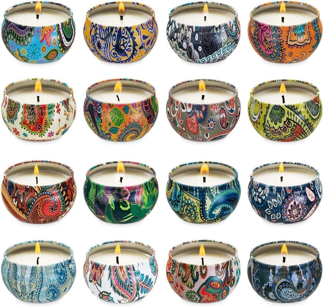 YOROXRG Set 16 Pack Scented Candles Gifts Soy Wax Travel Tin Jar Candles for Home 2.5 OZ Scented Candles for Mom for Christmas, Birthday, Thanksgiving, Mother's Day