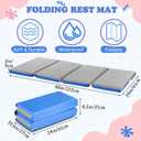 Marsui Folding Kids Nap Mats for Preschool Daycare 4 Section Folding Rest Mats Daycare Sleeping Mat for Kid 2 Inch Thick Portable Resting Floor Sleep Mat Baby Changing Pad for Kindergarten(Blue,Gray)