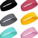 2 x hoyuwak 6pcs Headbands for Women  Vibrant & Bold Yoga Headbands for Social Media, Music Festivals & Workouts  Photogenic Non-Slip Hair Bands (19-21 Inch)