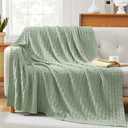 TREELY 100% Cotton Knitted Throw Blanket Couch Cover Blanket(31 x 40 Inches, Light Sage Green)