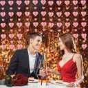 Rose Gold Garland Heart Decorations NO DIY - 6 PCS 3D Rose Gold Valentines Heart Paper Garland Hanging String Hearts,Garland Party Decor,Wedding Anniversary Birthday Party Supplies