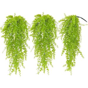 Fake Hanging Plants Faux Vine Leaves Artificial Green Eucalyptus Plants Fake Hanging Eucalyptus Leaf Plant Decorate Indoors Outdoors Decor of Living Room Kitchen Yard Garden Bedroom Wall(Light Green)