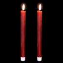Wondise Flameless Taper Candles with Timer, 2 Pack Battery Operated Flameless Flickering Candles Real Wax Burgundy LED Candle for Christmas Wedding Dinner Decorations