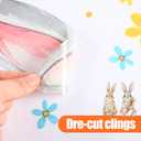 2 x Tenceur Large Easter Bunny Window Clings, Cute 12 x 35.4 Inches Spring Watercolor Bunny Rabbit Window Stickers for Glass Home or Holiday Easter Party Supplies, 3 Sheets