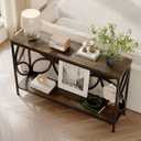 GiftGo Narrow Sofa Table 47.2 Inch, Industrial Sofa Table Behind Couch, Vintage Entry Console Table with Storage for Entryway, Living Room, Foyer, Elegant Design (Rustic Brown, 47.2)