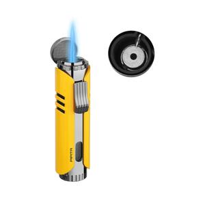 PIPITA Torch Windproof Butane Gas Lighter - Jet Single Flame Metal Lighter, Adjustable Flame and Refillable Fuel (Yellow)