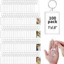 100 Pack Acrylic Photo Keychain Bulk, Clear Photo Keyrings for 1.8"x1.1" Pictures, Shatterproof Acrylic Keychains with Split Rings, DIY Custom Keyring Frames for Gifts, Parties & Crafts