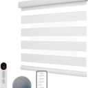 CITOLEN Motorized Zebra Blinds with Remote, White, 48" W x 72" H