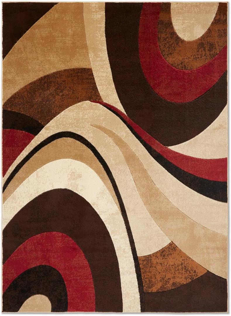 Home Dynamix Tribeca Slade Modern Area Rug, Abstract Brown/Red 5'2"x7'2" (5'2" x 7'2")