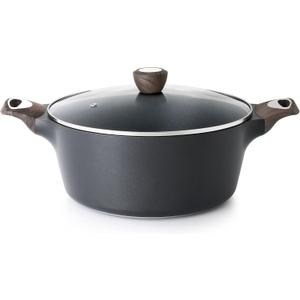 SENSARTE Nonstick Stock Pot with Lid, 2.6/4.5/6.6 QT Soup Pot Casserole Pot, Healthy Pasta Pot, Large Deep Cooking Pot, Big Sauce Pot Stew Pot, Induction Compatible, PFOA PFOS APEO Free, Black