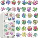 Remuuly 30 Pcs Diamond Painting Magnets Summer Diamond Art Magnet Kits for Adults Spring Flower Animal Cupcake 5D Rhinestones Refrigerator Magnetic Stickers for Fridge DIY Crafts Gifts(Succulents)