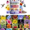 HOME GROWN Wildflower Seeds Bulk 4 oz 63,200+ Seeds 19 Varieties Non-GMO Perennial Mix, Butterfly & Pollinator Flower Seeds, Attract Bees, Birds & Hummingbirds, Outdoor Planting