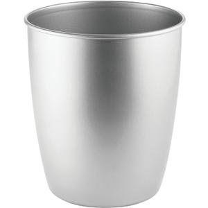 mDesign Small Steel Round Trash Can Bucket - 1.5 Gallon Wastebasket, Garbage Container Bin for Bathroom, Powder Room, Bedroom, Kitchen, Home Office - Hamill Collection - Chrome