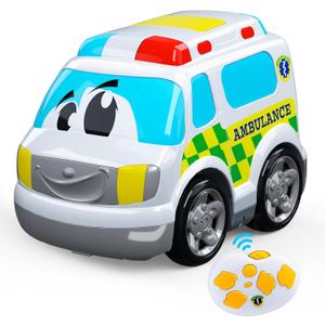 AEROQUEST Ambulance Toys for Kids 3-8 Year Old Remote Control Car for Toddlers 1-3 Durable RC Medical Transport Emergency Rescue Vehicle with Light & Siren Sound Effects 2.4G Cartoon Cars (White)