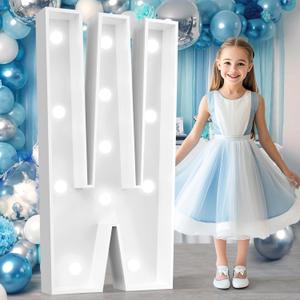 Ledido 4FT Marquee Light Up Letters W, Easy to Assemble Cool White Marquee Letters 4 Feet Tall for Indoor & Outdoor Events, Large Lighted Letter for Birthday Graduation Baby Shower Party Decorations