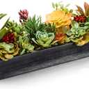 Canlierr Artificial Succulent Arrangement 16 Inch Faux Succulents Plants in Black Rectangular Wooden Pot Faux Potted Plants for Table Centerpiece Window Sill Greenery Decor
