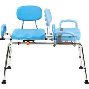 360° Swivel & Sliding Tub Transfer Bench – 450 lbs Capacity, Foam Padded Seat with Backrest, Pivoting Arms, Height Adjustable, for Seniors & Mobility Assistance