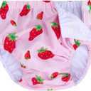 Baby Newborn Reusable Swim Diapers Infant Unisex Washable Swim Diaper Toddler Swimming Diapers Pink Strawberry, 0-3 Months