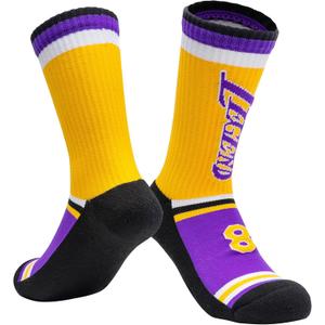 Boys Socks,Basketball Baseball Softball Football Athletic Socks Team Color Gifts for Youth Ages 8-12 (La-gold)