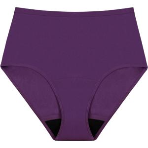 AIRCUTE Washable Urinary Incontinence Potective Underwear for Women Leak Proof Absorbent Cotton Panties 60ML 1 Pack (Purple, Large)