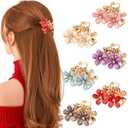 6 PCS Small Flower Hair Clips for Girls, Dainty Mini Metal Claw Clips with Flower Design, Sweet Floral Hair Claw Clips Decorative Cute Hair Accessories for Women Girls Holiday Gifts