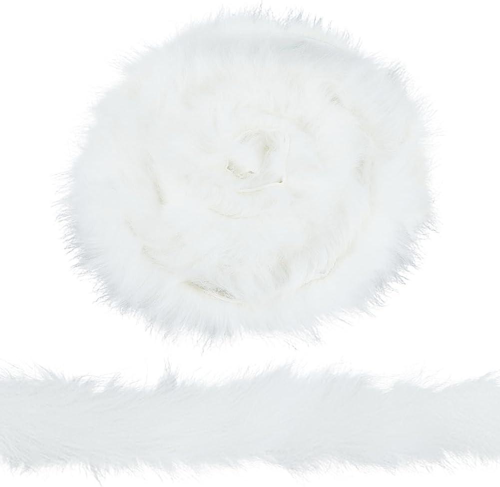 78.74 Inch Faux Craft Fur Fabric Strip White Shaggy Plush Fuzzy Precut Strips Soft Soild Fluffy Furry Ribbon Roll Sewing Trim for Sewing Making Clothes Costume Home Decor Cosplay Christmas