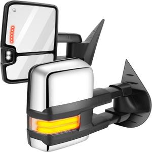 OCPTY Rearview Mirrors Power Heated Towing Mirrors For Chevy Silverado Pickup New Body Style Models 2007 For Chevy 2008-2014 For Gmc 2007-2014 With Chroming Housing Lights Running Lights, 8.89" x 12"
