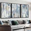 ASDCEUTICALS Abstract Framed Wall Art, Grey Blue Large Wall Decor 16"x24"x3 | Black Float Framed Neutral Beige Canvas Prints Rustic Retro Painting Pictures for Living Room Bedroom Bathroom Kitchen Office