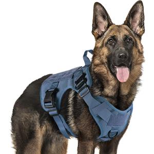 rabbitgoo Tactical Dog Harness for Large, Heavy Duty Pet Harness with Handle, No-Pull Service Vest Large Breed, Adjustable Military Dog Vest for Training Hunting Walking, Blue, XL