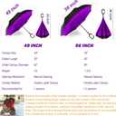 SIEPASA 49/56 Inch Inverted Reverse Upside Down Umbrella, Extra Large Double Canopy Vented Windproof Waterproof Stick Golf Umbrellas with C-shape Handle.