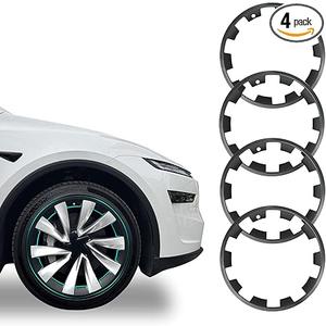 Wheel Rim Protector Designed for 2025 2026 Tesla Model Y Juniper 20 Inch Helix Wheel, 4PCS ABS Rim Guard Hubcap Cover Tire Trim Rings for Model Y Juniper Accessories, Black