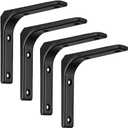 Heavy Duty Shelf Brackets, L Shaped Steel Shelf Wall Mount Brackets, Floating Metal Shelf Brackets for DIY Home Decor Wood Furniture (Black)