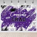 Mocsicka 7x5ft Graduate Backdrop - Congrats Grad Purple 2026 Graduation Party Decorations Background, Class of 2026 Photography Backdrops