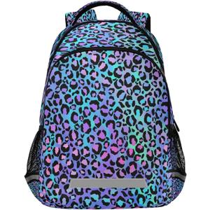 xigua Students Backpack Boy Girl School Bookbag,Fashion Color Leopard Print Waterproof 15In Laptop Backpack for Children Outdoor Camping Travel Daypack Casual Bags